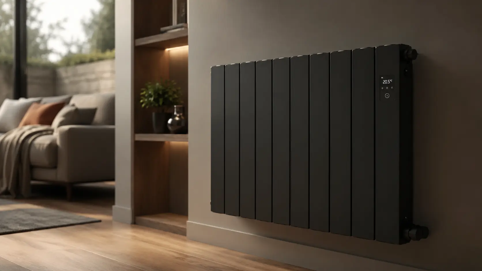 Un radiateur dans un salon chaleureux et confortable