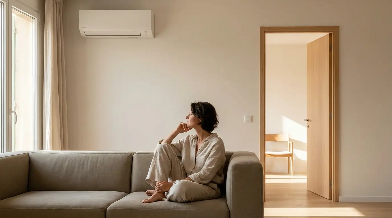 Un salon équipé d’une climatisation murale