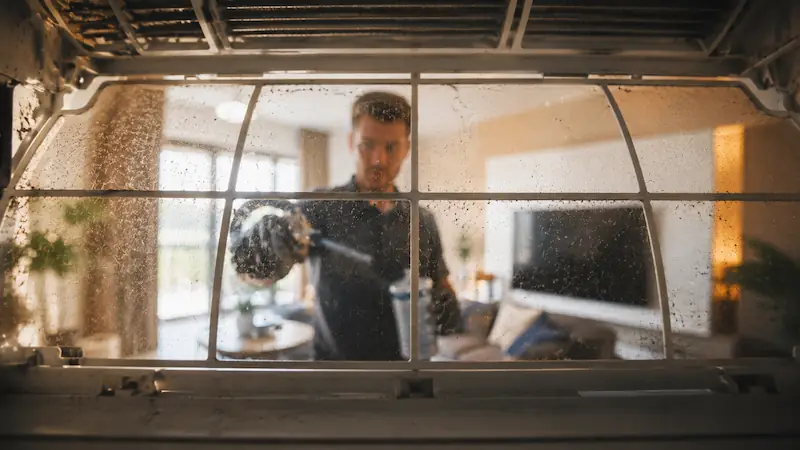 Technicien réalisant l’entretien d’une climatisation de maison à Cannes